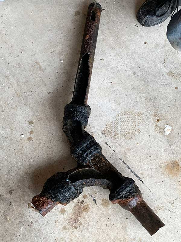 Broken Cast Iron Sewer Pipe